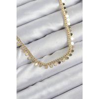 Pirinç Sıralı Pul Zincir Model Gold Renk Kadın Kolye