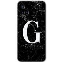 Vivo Y33s HD Baskılı Kılıf + 9D Tam Ekran Koruyucu - Siyah Mermer Desenli G Harfi