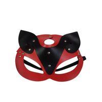 Deri Kedi Kız Maskesi Kırmızı Siyah