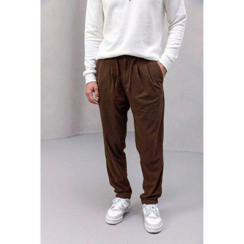 Roy Regular Fit Beli Lastikli Fitilli Kadife Kumaş Fermuarlı Jogger Erkek Pantolon - Kahve