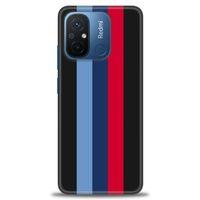 Xiaomi Redmi 12C Kılıf HD Baskılı Kılıf - Bordo Mavi Çubuklar + Tam Ekran Koruyucu