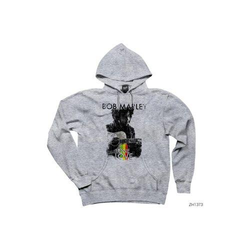 Bob Marley One Love Gri Kapşonlu Sweatshirt Hoodie