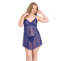 Büyük Beden Saks Kısa Tül Gecelik