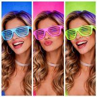 Retro Neon Fosforlu Panjur Gözlük - 12 Adet