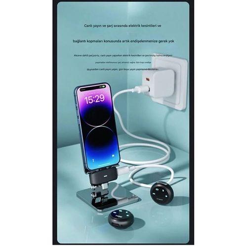 Kablosuz Profesyonel İkili Yayın Yaka Mikrofonu Şarj Kutu Mıknatıslı Typce Lightning Çıkış Mikrofon