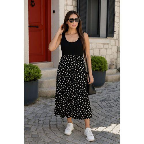 Kadın Askılı Yuvarlak Yaka üst Viskon Alt Desenli Bürümcük Elbise