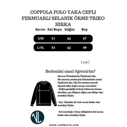 Coppola Selanik Örgü Polo Yaka Cepli Fermuarlı Rahat Kalıp Erkek Triko Hırka - Ekru