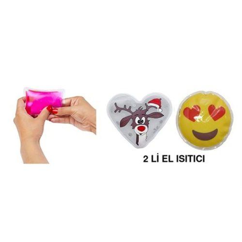 Kalp Emoji Beyaz Geyik Cep Sobası,El Isıtıcı,2 Adet Sıcak Su Torbası Pvc 9Cm