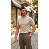 Erkek Basic Bisiklet Yaka Kısa Kollu Triko Tişört - %100 Pamuk Akrilik