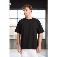 İki İplik Kumaş Pamuklu Bisiklet Yaka Basic Oversize Erkek T-Shirt - Siyah