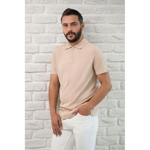 San&Fa Slimfit Fermuar Kapamalı Rayon Kumaş Likralı Polo Yaka T-shirt