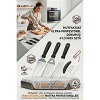 304 Inox Paslanmaz Çelik 4’lü Spatula ve Hamur Kesici Seti - Ultra Profesyonel Seri 723144