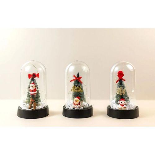 Yılbaşı Temalı Işıklı  Dekoratif Cam Fanus Alk5076