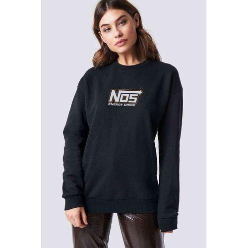 Nos Energy Drink Logo Baskılı Siyah Kadın Sweatshirt