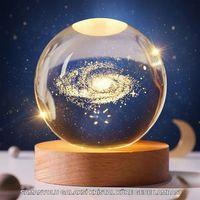 3d Lazer İşlemeli Galaksi Küre Usb Led Ahşap Standlı Oda Gece Lambası