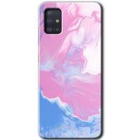 MRCİLETİSİM Samsung Galaxy A51 Kılıf Baskılı Kapak - Liquid Lekeler Art +Tam Kaplayan Mat Seramik