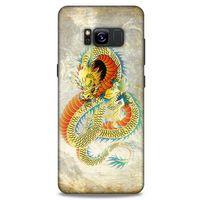 Samsung Galaxy S8 Kılıf Dragons (21) Koruyucu Kapak Ejderha Dövme Sarı