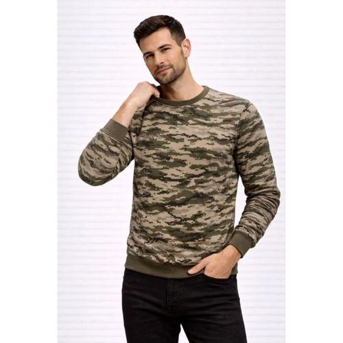 Erkek Kamuflaj Desenli 2 İplik 4 Mevsim Uzun Kollu Bisiklet Yaka Sweatshirt - Kamuflaj