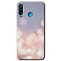 MRCİLETİSİM Huawei P30 Lite Kılıf HD Desen Baskılı Arka Kapak + Temperli Cam - Blur Lights