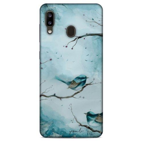 Y.Liva-2020 (Mavi Kuş) Samsung Galaxy A20 Kılıf Silikon Kapak Desenli