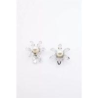 İncili Düğme Broşu - Gümüş