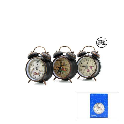 Yuvarlak Metal Çift Zil Çalar Saat 10 cm — Pilli & Işıklı