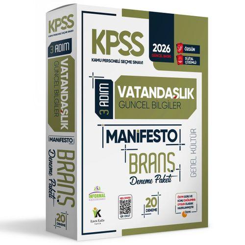 2026 KPSS Önlisans-Ortaöğretim 3 Adım Vatandaşlık Manifesto 20li Dijital Çözümlü Branş Deneme Paketi