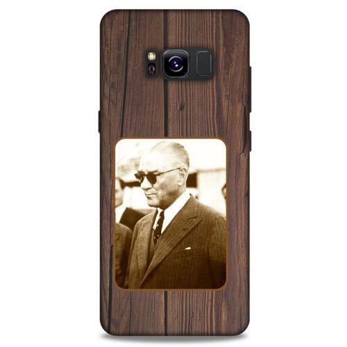 Samsung Galaxy S8 Kılıf Atatürk (28) Arka Kapak Kahve Tahta