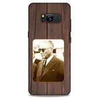 Samsung Galaxy S8 Kılıf Atatürk (28) Arka Kapak Kahve Tahta