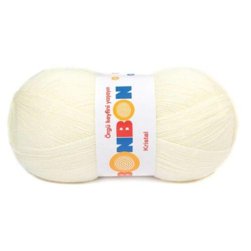 Bonbon Kristal Örgü Lif İpi 98223 Açık Krem