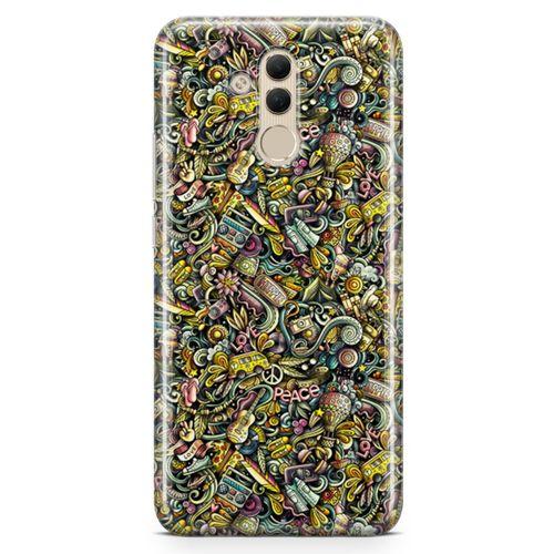 Huawei Mate 20 Lite Kılıf Şapka Eldiven Doodle Arka Kapak Koruma Desenli Full Koruyucu