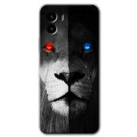 Vivo Y15s Kılıf HD Desen Baskılı Arka Kapak - Fire and Ice Lion + Kırılmaz Cam