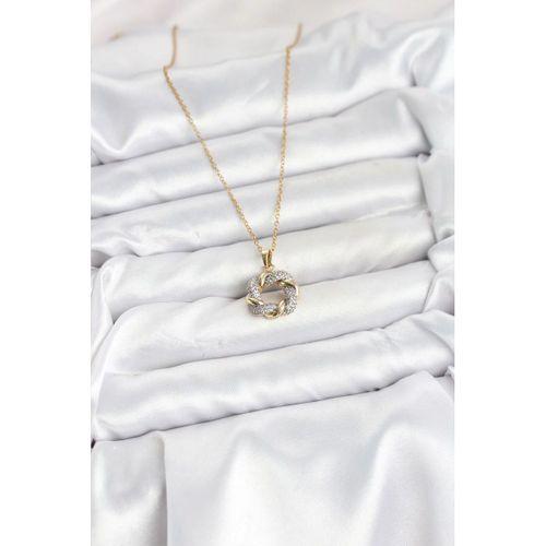 316L Çelik Zincir Gold Renk Zirkon Taşlı Sarmal Model Kadın Kolye