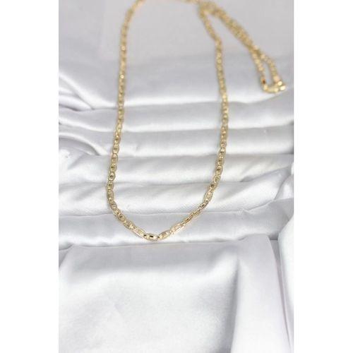 CM 14K Gold Renk Lazer Kesim Zincirli Model 60 cm Kadın Kolye