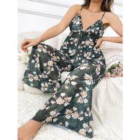 Özel Tasarım Büyük Beden Çiçek Desenli Bol Kesim 2'li Pijama Takımı