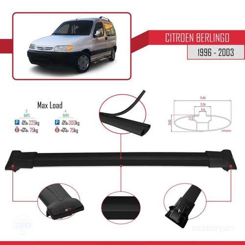 Citroen Berlingo 1996-2003 Arası ile uyumlu FLY Model Ara Atkı Tavan Barı SİYAH 3 ADET BAR