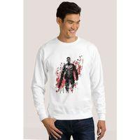 Punisher Baskılı Beyaz Erkek Sweatshirt