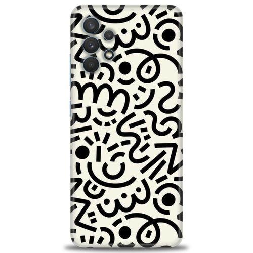 Samsung Galaxy A32 Kılıf HD Baskılı Kılıf - Siyah Beyaz + Tam Ekran Koruyucu
