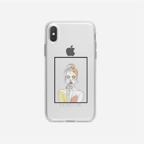 iPhone Xs Max Line Art Şeffaf Telefon Kılıfı