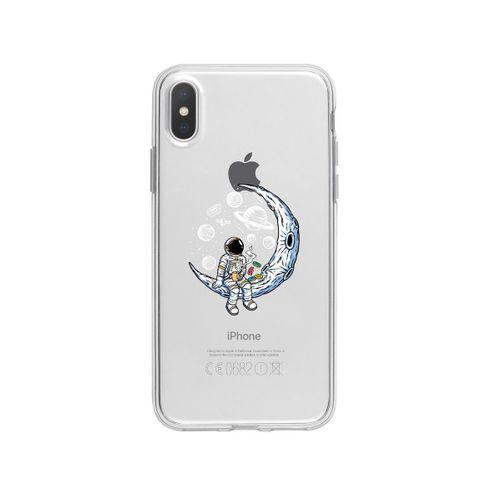 iPhone Xs Max Keyifli Astronot Lens Korumalı Şeffaf Telefon Kılıfı