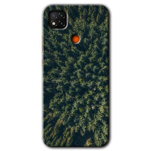 MRCİLETİSİM Xiaomi Redmi 9c Kılıf Baskılı Kapak - Çam Ağacı Ormanı + 5D Tam Kaplayan Cam