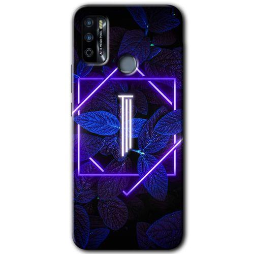 İnfinix Hot 9 Play Kılıf HD Desen Baskılı Arka Kapak - Dark Neon Yaprak I Harfi