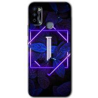 İnfinix Hot 9 Play Kılıf HD Desen Baskılı Arka Kapak - Dark Neon Yaprak I Harfi