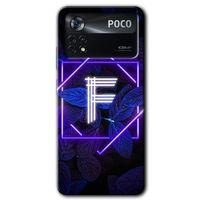 Poco x4 Pro Kılıf HD Desen Baskılı Arka Kapak - Dark Neon Yaprak F Harfi