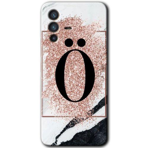 Vivo V23 5G Kılıf HD Desen Baskılı Arka Kapak - Pembe Mermer Desenli Ö Harfi + Kırılmaz Cam
