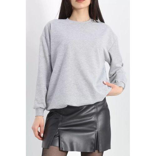pilelistore Bisiklet Yaka İki İplik Sweat Açıkgri