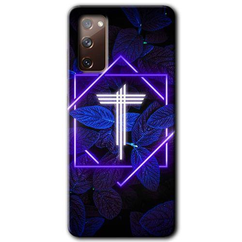 Samsung Galaxy S20 FE HD Baskılı Kılıf + 9D Tam Ekran Koruyucu - Dark Neon Yaprak T Harfi