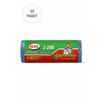 J-250 Jumbo Boy Çöp Torbası 80 x 110 cm 10 Lu Rulo x 10 Paket = 100 Adet (Mavi)