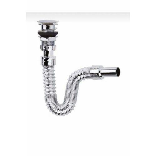 Krom Basmalı Sifon -körüklü Sifon Bas Stoplu Lavabo Mutfak Sifonu-paslanmaz