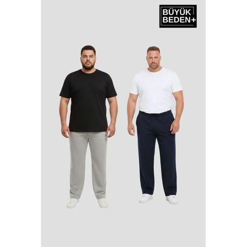 Erkek Büyük Beden Paça Reçme İnce Eşofman Altı 2’li Set – Rahat Kalıp SPR26BEA952+2